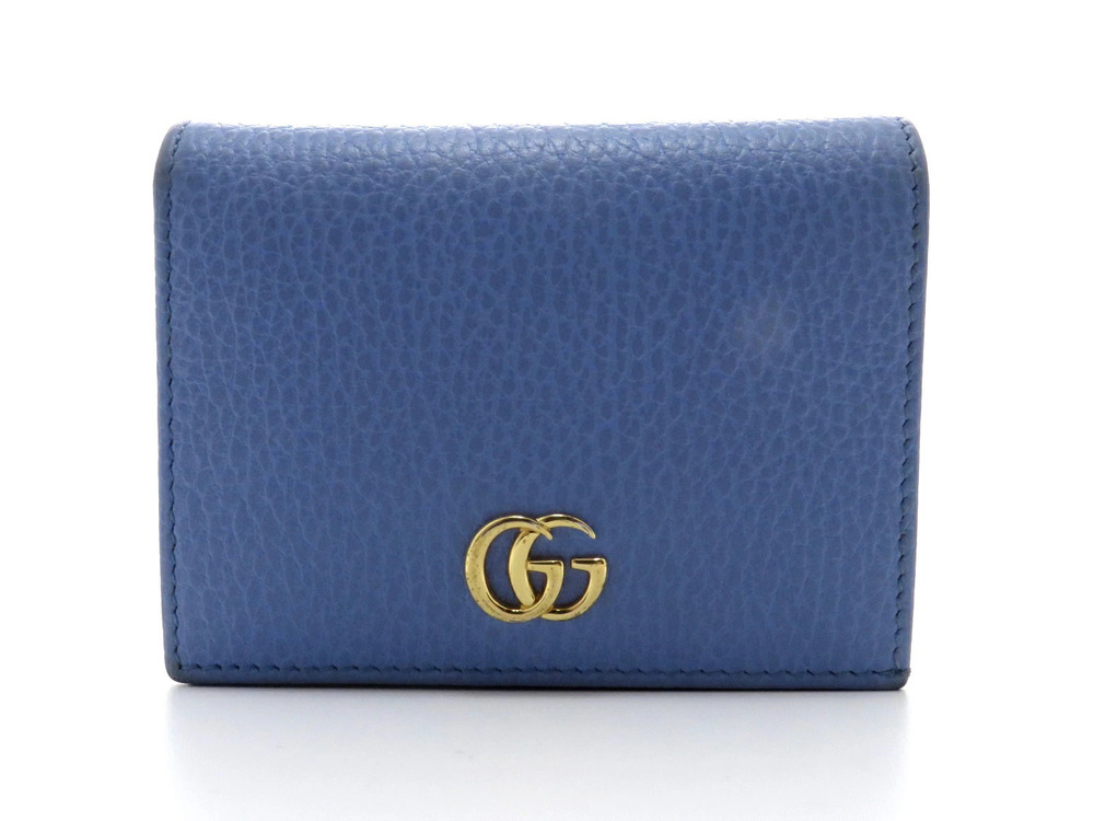 Gucci Marmont Bi fold Wallet Calfskin Blue